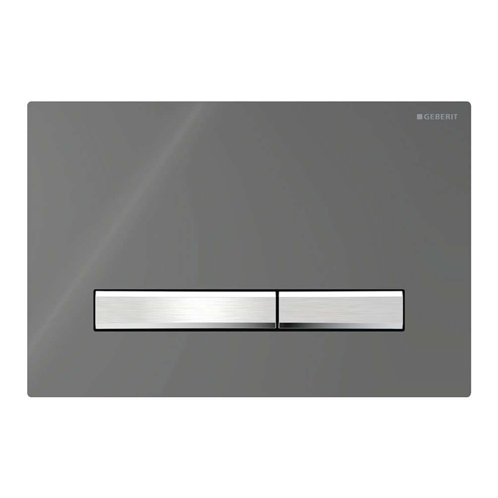 Cutout image of Geberit Sigma50 Square Reflective Smoked Glass Dual Flush Plate
